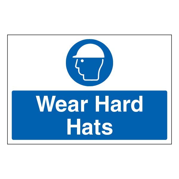 Wear Hard Hats Safety Sign Large Durable For Staff Now