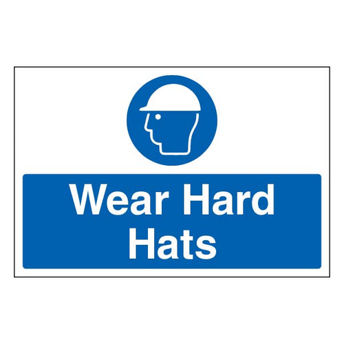 Wear Hard Hats Safety Sign Large Durable For Staff Now