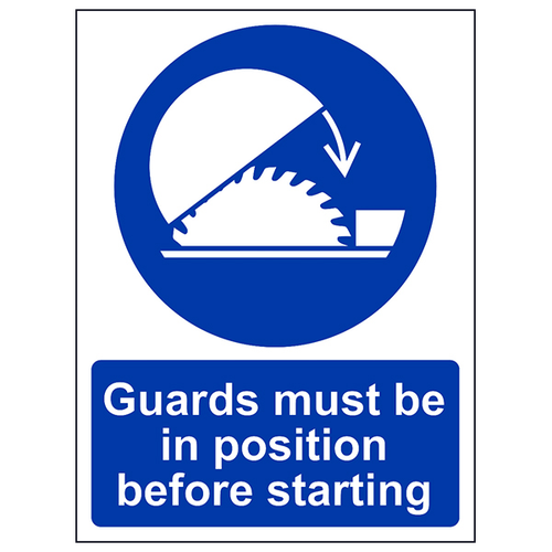 Guards Must Be In Position Safety Sign Essential For Staff