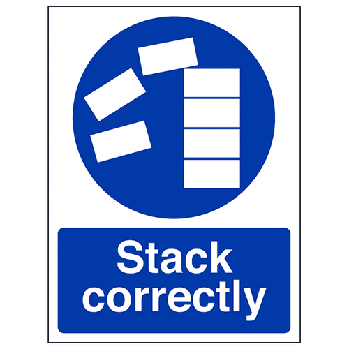 Stack Correctly Safety Sign Blue EN ISO 7010 For Workers