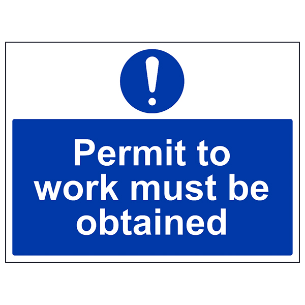 Permit To Work Safety Sign Large Landscape For Staff