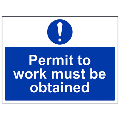 Permit To Work Safety Sign Large Landscape For Staff