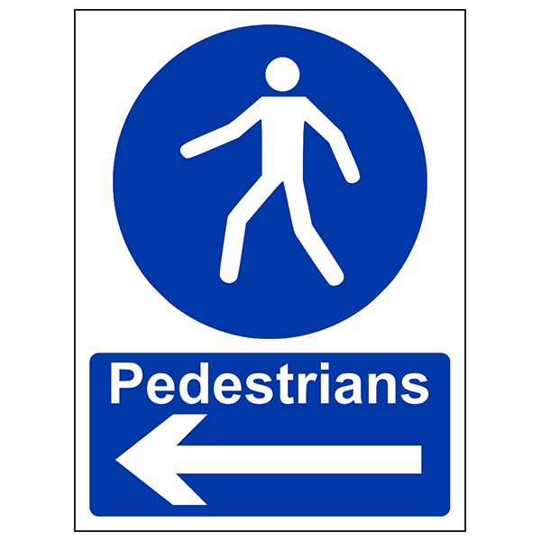 Pedestrian Arrow Left Safety Sign Durable Workplace Guide