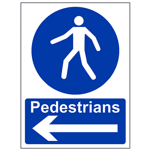 Pedestrian Arrow Left Safety Sign Durable Workplace Guide