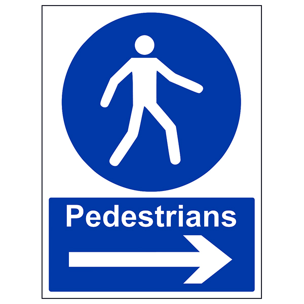 Pedestrian Arrow Right Safety Sign Durable Workplace