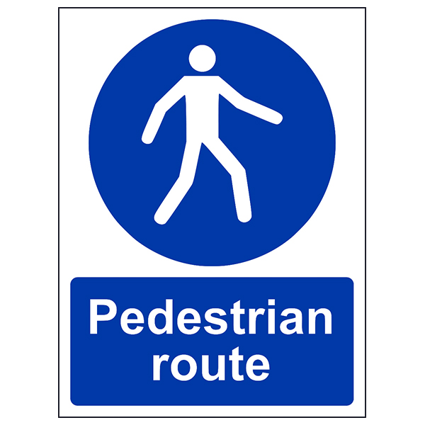 Pedestrian Route Safety Sign Compliant Durable Workplace