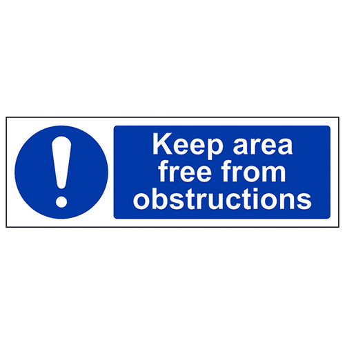 Keep Area Free From Obstructions Safety Sign Complies At Work