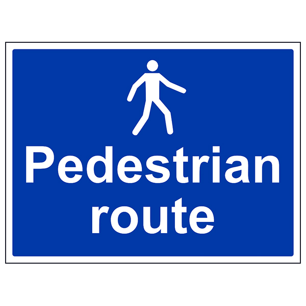 Pedestrian Route Safety Sign Large Landscape For Worksites