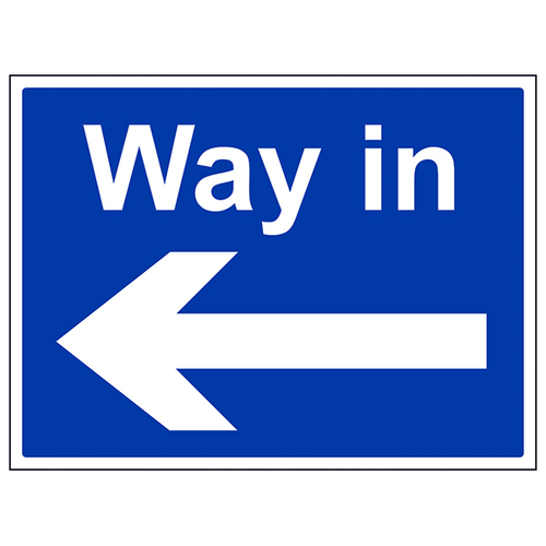 Way In Arrow Left Safety Sign Large Landscape For Staff
