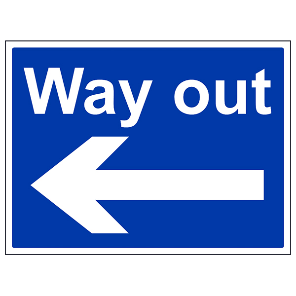 Way Out Arrow Left Safety Sign Large Landscape For Staff