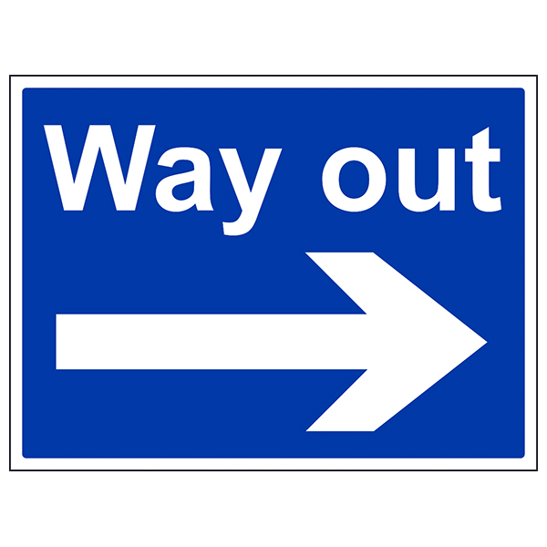 Way Out Arrow Right Safety Sign Large Landscape Compliant