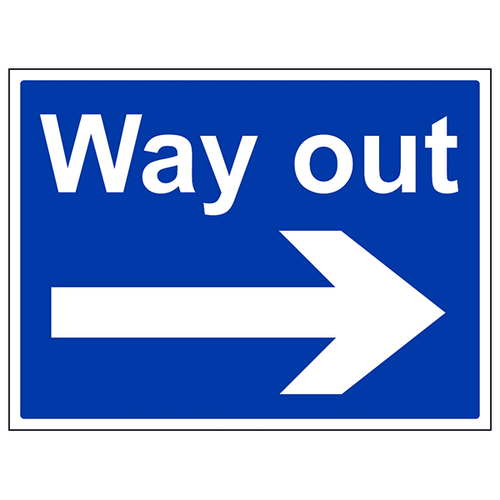Way Out Arrow Right Safety Sign Large Landscape Compliant