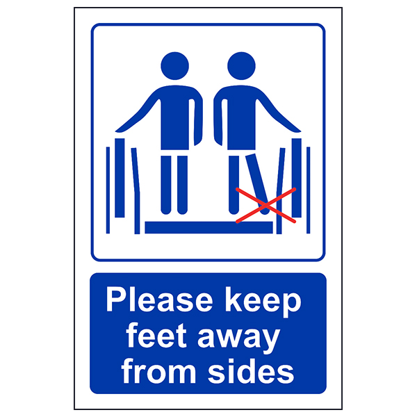 Escalator Safety Sign Keep Feet Away Durable For Passengers