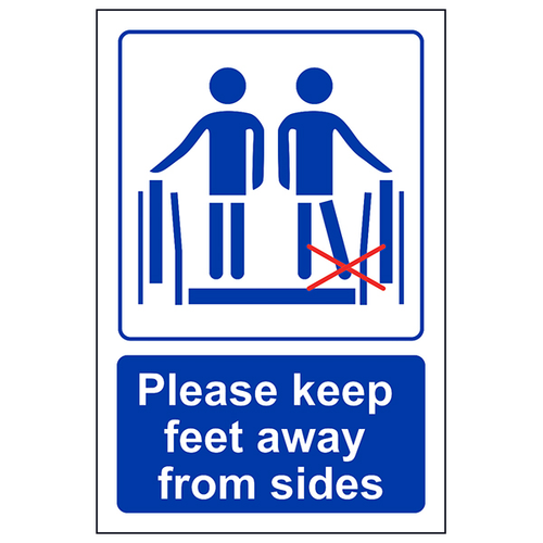 Escalator Safety Sign Keep Feet Away Durable For Passengers