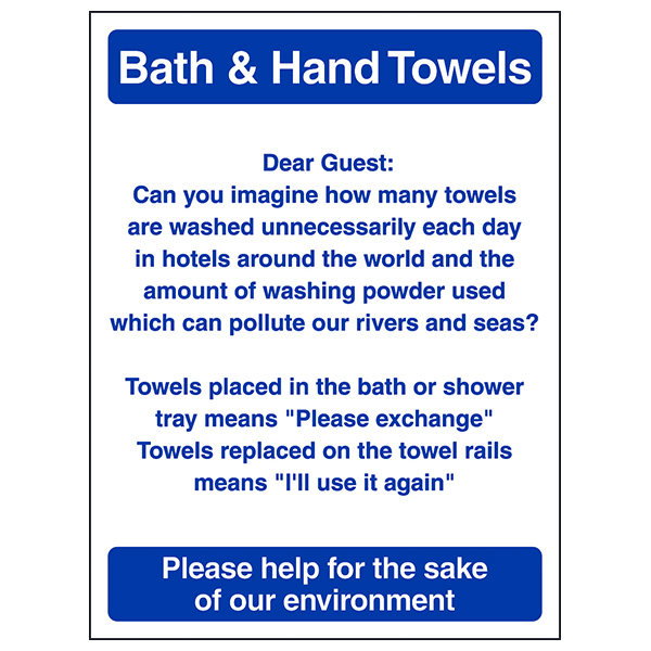 Bath And Hand Towel Self Adhesive Safety Sign Hotel