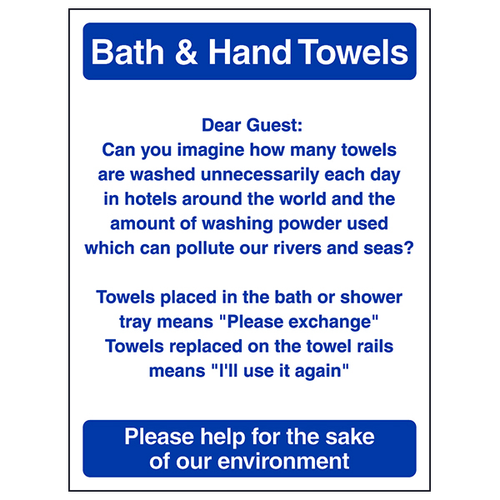 Bath And Hand Towel Self Adhesive Safety Sign Hotel