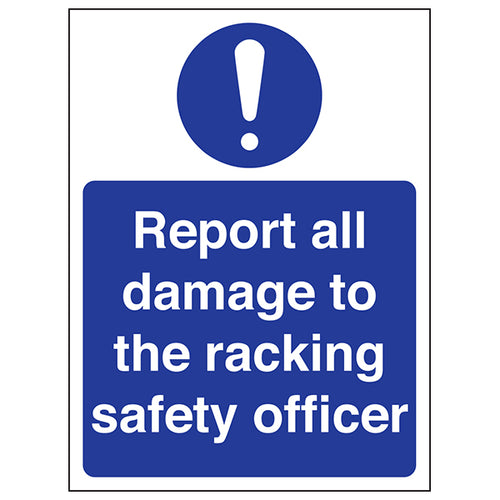 Racking Damage Report Safety Sign For Warehouse Staff