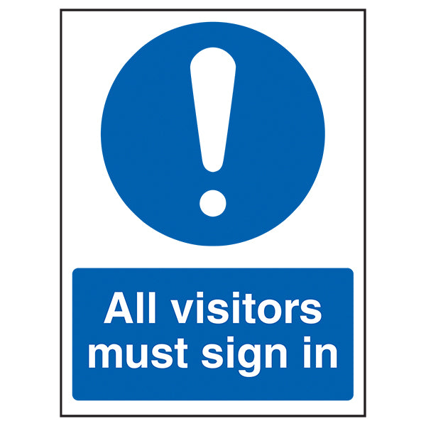 All Visitors Must Sign In Safety Sign EN ISO 7010 For Sites
