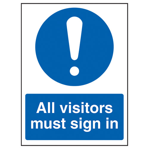 All Visitors Must Sign In Safety Sign EN ISO 7010 For Sites