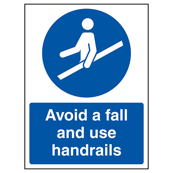 Handrail Safety Sign Prevent Falls Self Adhesive Staff
