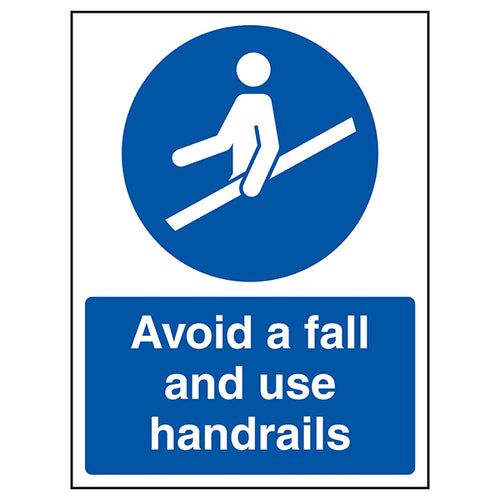 Handrail Safety Sign Prevent Falls Self Adhesive Staff