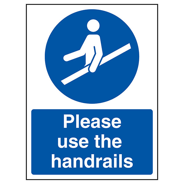 Please Use Handrails Safety Sign Prevent Falls For Staff