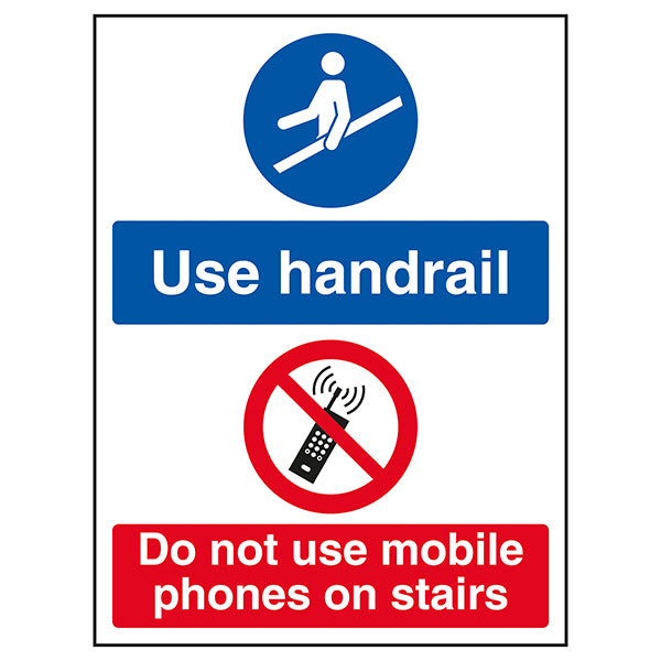 Handrail Safety Sign Prevents Phone Use On Stairs Workplace