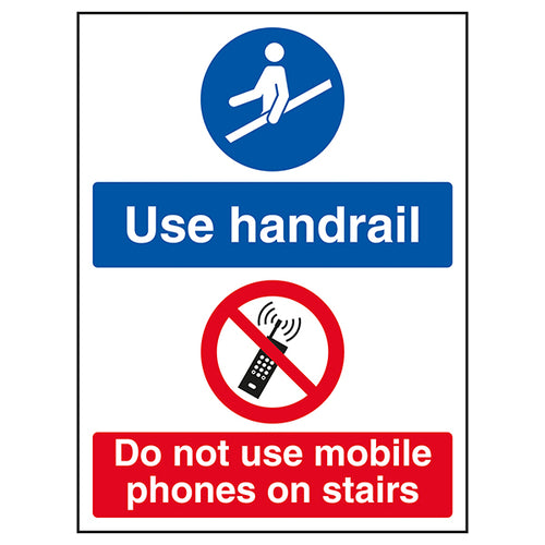 Handrail Safety Sign Prevents Phone Use On Stairs Workplace