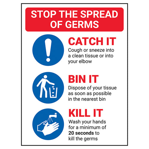 Stop Germs Safety Sign Essential Office Infection Control