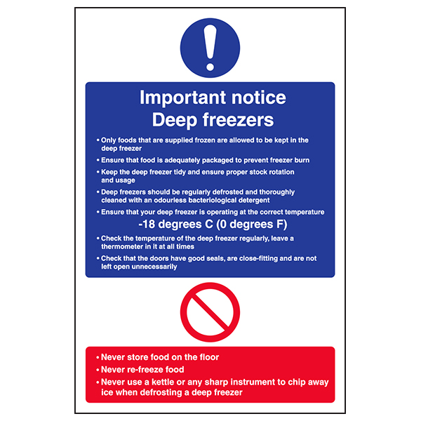 Deep Freezers Safety Sign Compliant For Kitchen Staff