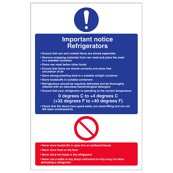 Important Fridge Safety Sign Compliant For Kitchen Staff