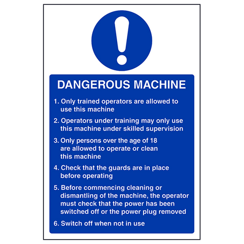 Dangerous Machine Safety Sign For Kitchen Staff Compliant