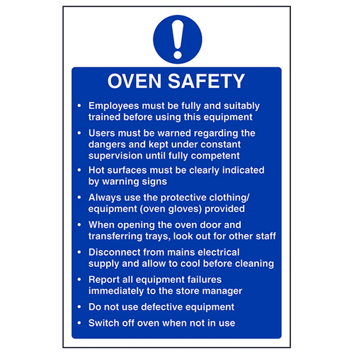 Oven Safety Sign EN ISO 7010 Compliant For Kitchen Staff