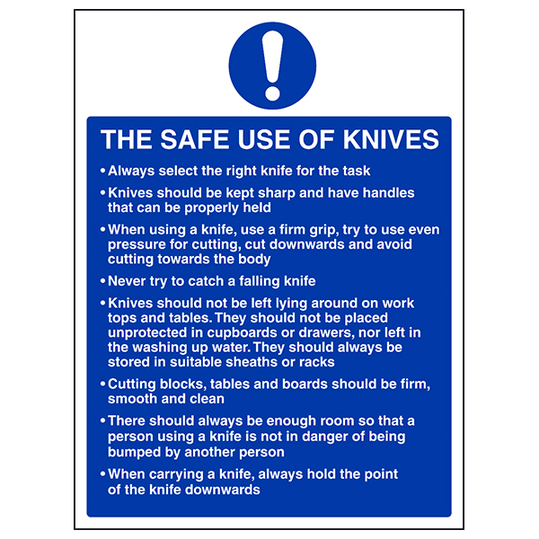 Safe Use Of Knives Safety Sign Kitchen Staff Essential