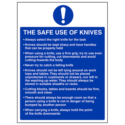 Safe Use Of Knives Safety Sign Kitchen Staff Essential