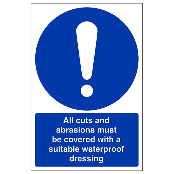 Keep Cuts And Abrasions Covered Safety Sign For Kitchen