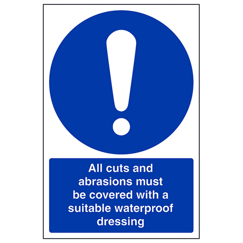 Keep Cuts And Abrasions Covered Safety Sign For Kitchen