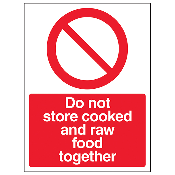 Raw And Cooked Food Safety Sign Kitchen Hygiene Durable