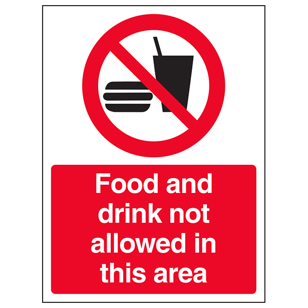 No Food Or Drink Safety Sign Kitchen Compliance Staff