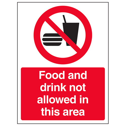 No Food Or Drink Safety Sign Kitchen Compliance Staff