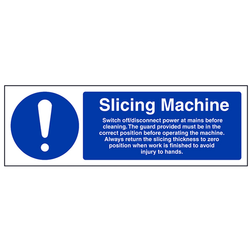 Slicing Machine Safety Sign Compliant Kitchen Safety