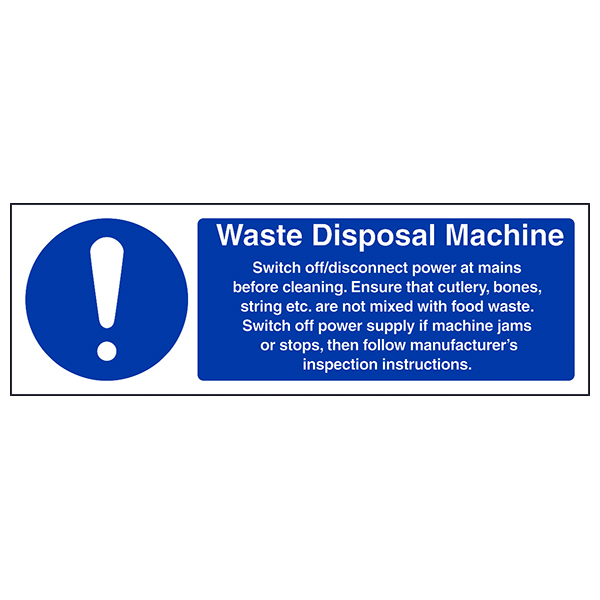 Waste Disposal Machine Safety Sign For Commercial Kitchens