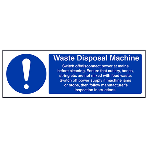 Waste Disposal Machine Safety Sign For Commercial Kitchens