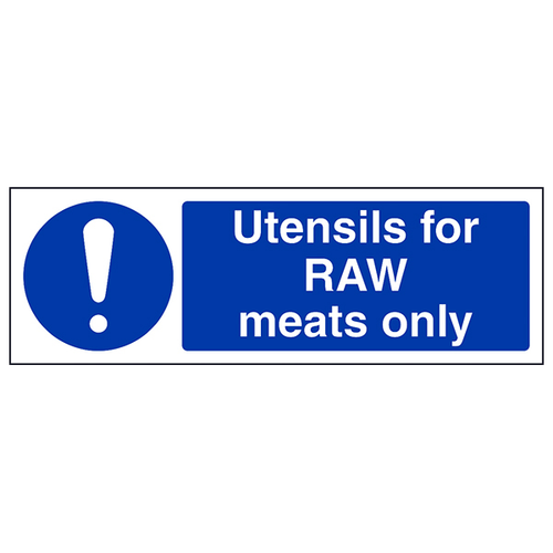 Raw Meat Utensils Only Essential Safety Sign Kitchen Staff