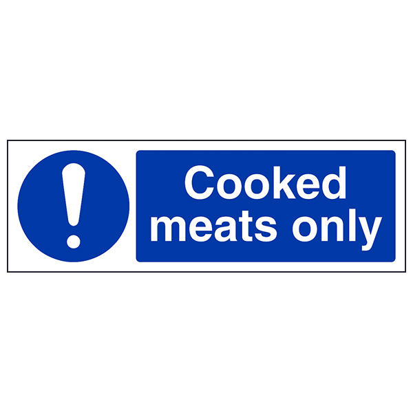 Cooked Meats Only Safety Sign Hygiene Compliance For Kitchen