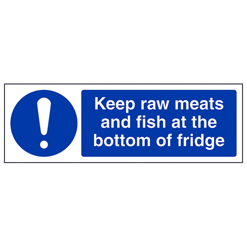 Keep Raw Meats At Bottom Fridge Safety Sign For Kitchens