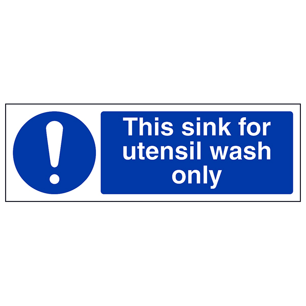 Utensil Wash Sink Safety Sign Clear Kitchen Staff Notice