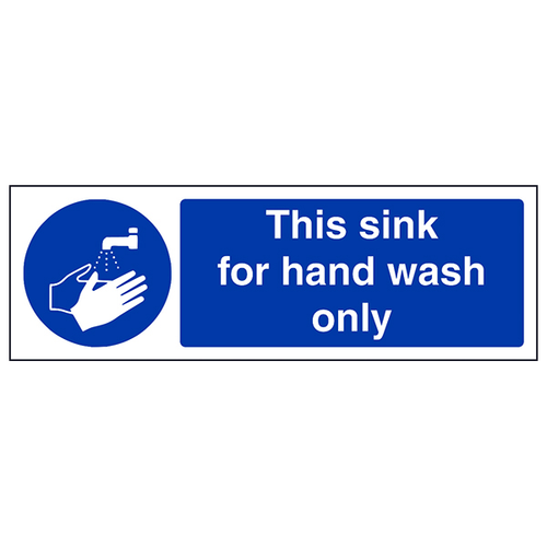 Hand Wash Only Safety Sign Landscape For Kitchen Staff