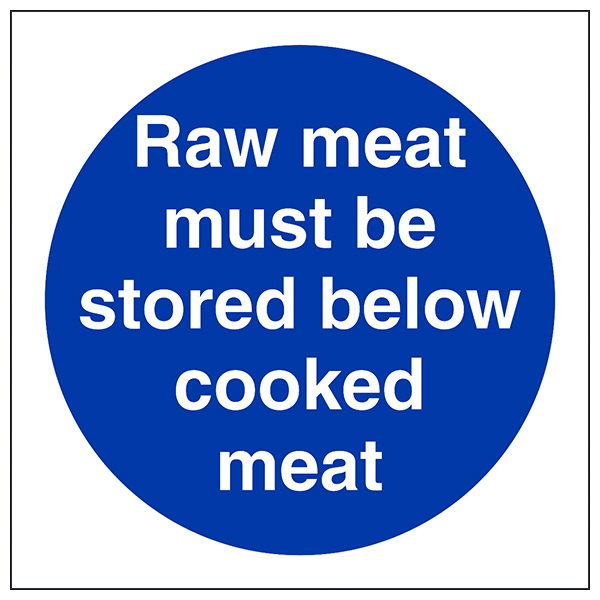 Raw Meat Safety Sign Prevents Cross Contamination Kitchens