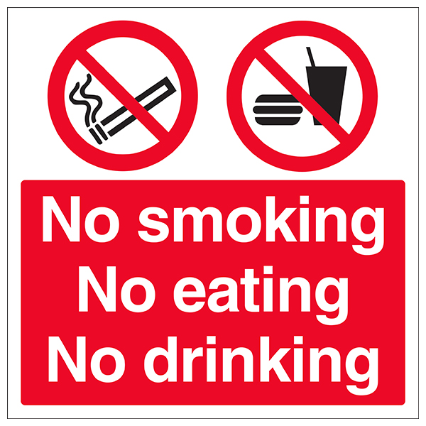 No Smoking No Eating No Drinking Safety Sign For Kitchens